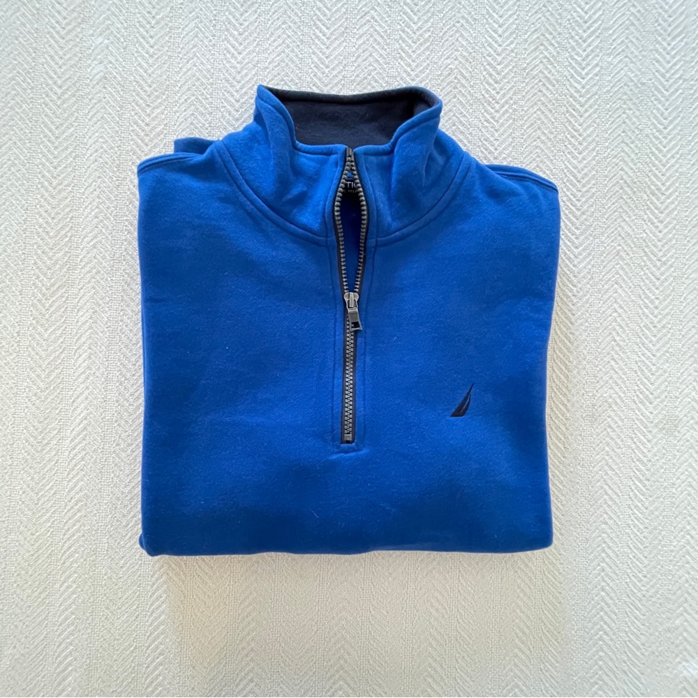 Nautica Super Soft Quarter-Zip Pullover - NEW Royal Blue/Navy Bliss! ⚓️ Small - Picture 2 of 11